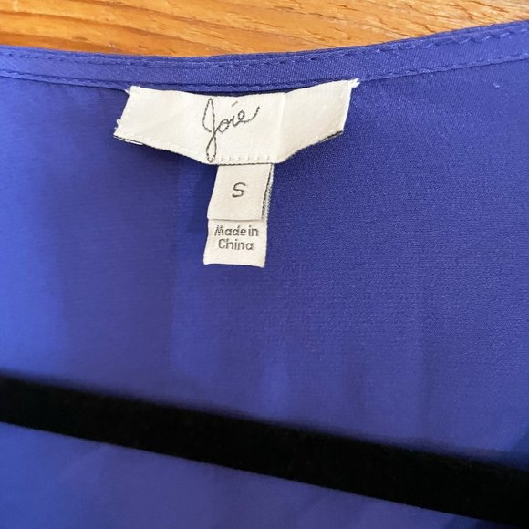 Joie Navy Women V-Neck Long Sleeve silk Blouse Top Small - Picture 3 of 6